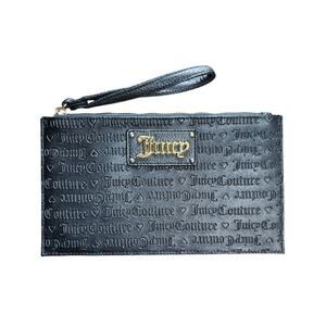 Juicy Couture Furget Me Not wristlet black heart and soul debossed
